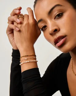 Pearl & Snake Chain Triple Bracelet Set