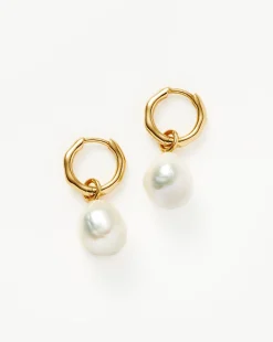 Pearl Drop Mini Hoop Earrings