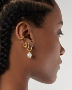 Pearl Drop Mini Hoop Earrings