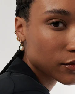 Pearl Drop Mini Hoop Earrings