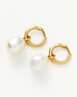 Pearl Drop Mini Hoop Earrings