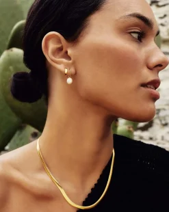 Pearl Twisted Small Drop Hoop Earrings