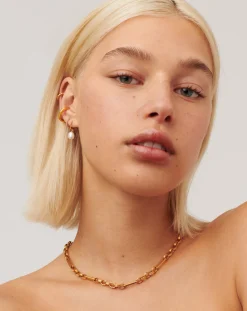 Pearl Twisted Small Drop Hoop Earrings