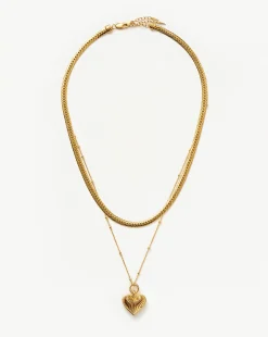 Ridge Heart Chain Necklace Set