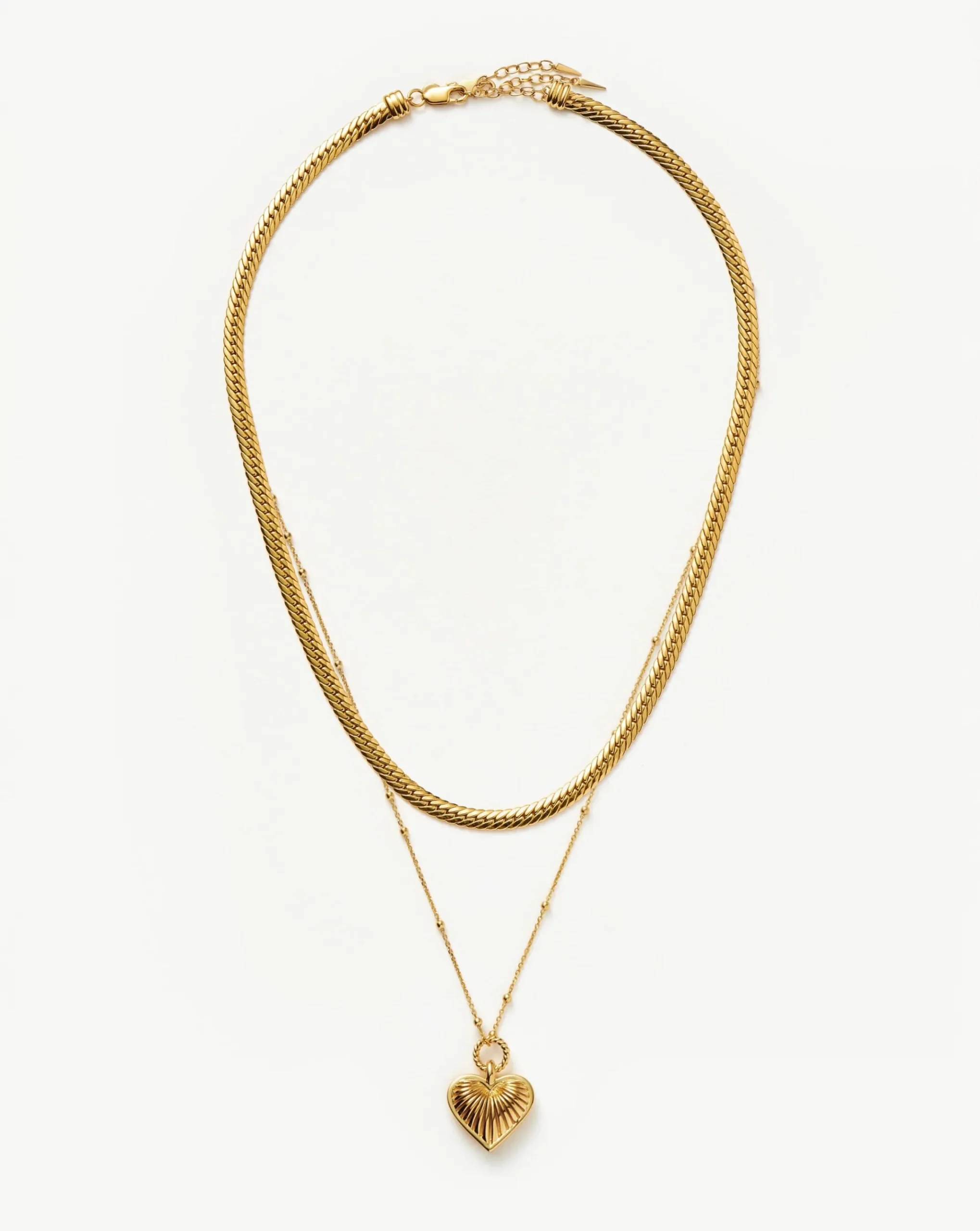 Ridge Heart Chain Necklace Set