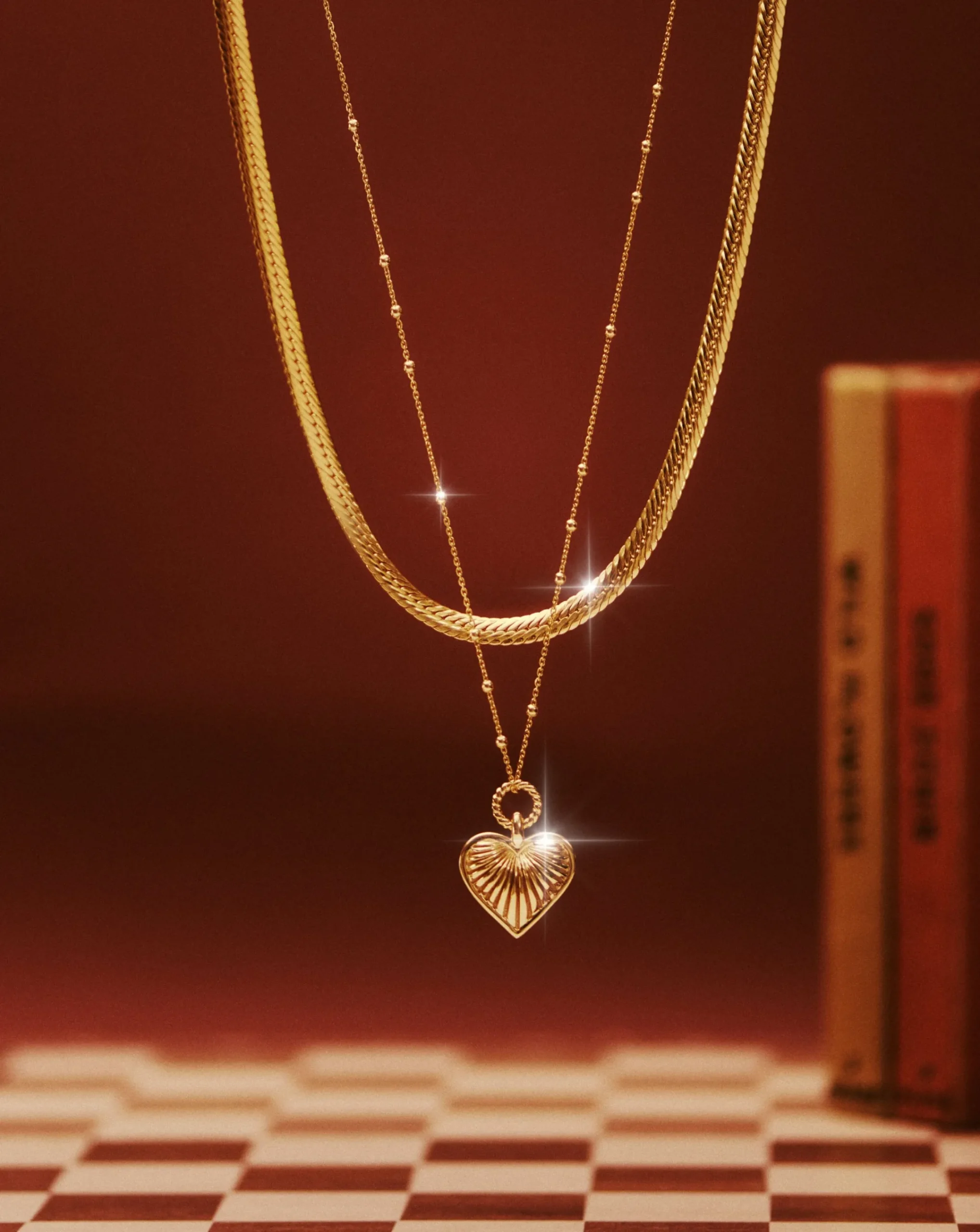 Ridge Heart Chain Necklace Set