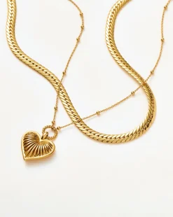 Ridge Heart Chain Necklace Set
