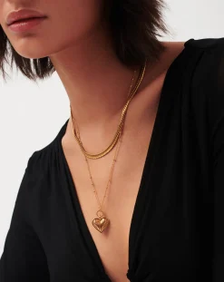 Ridge Heart Chain Necklace Set
