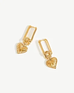 Ridge Heart Charm Earrings