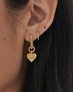 Ridge Heart Charm Earrings