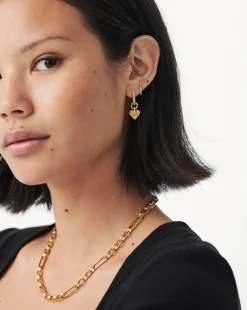Ridge Heart Charm Earrings