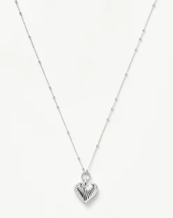 Ridge Heart Charm Pendant Necklace