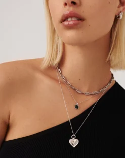 Ridge Heart Charm Pendant Necklace