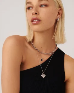 Ridge Heart Charm Pendant Necklace