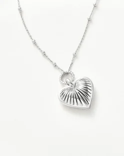 Ridge Heart Charm Pendant Necklace