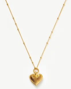Ridge Heart Charm Pendant Necklace