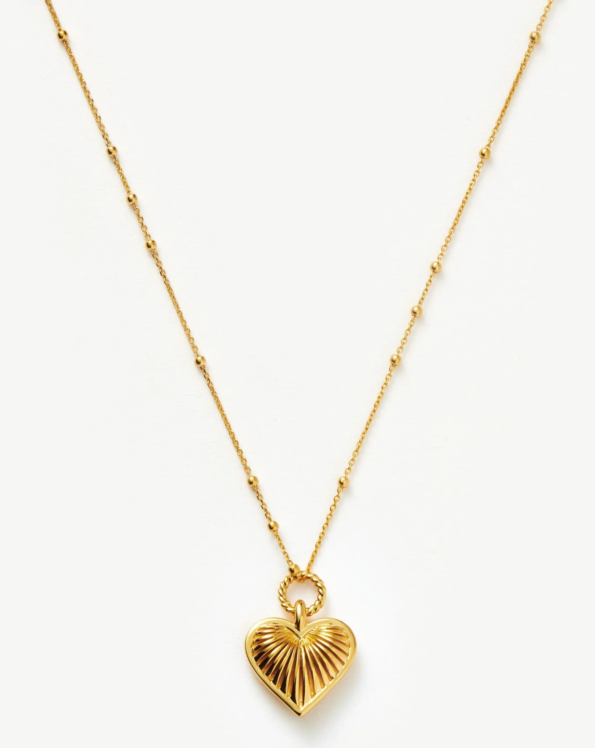 Ridge Heart Charm Pendant Necklace