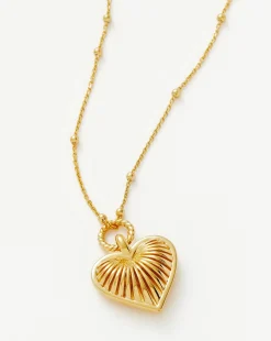Ridge Heart Charm Pendant Necklace