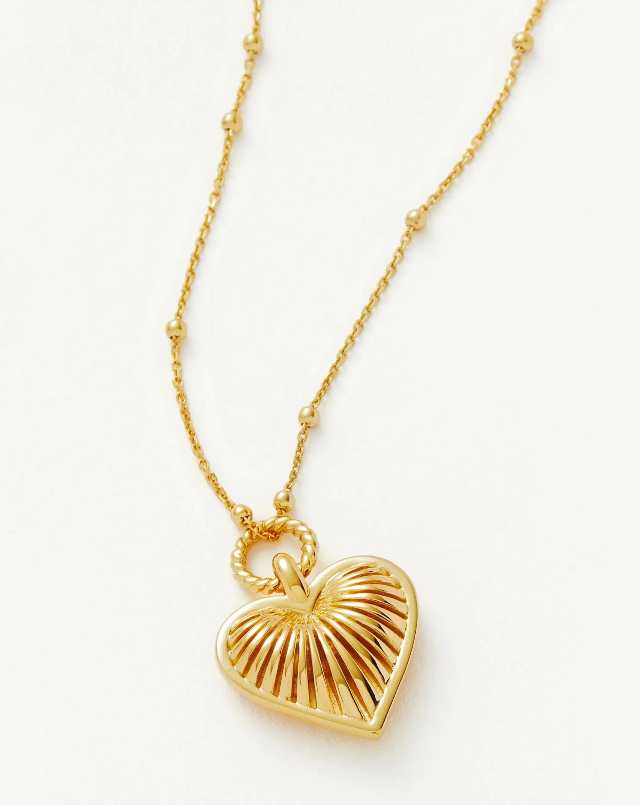 Ridge Heart Charm Pendant Necklace