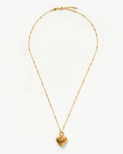 Ridge Heart Charm Pendant Necklace