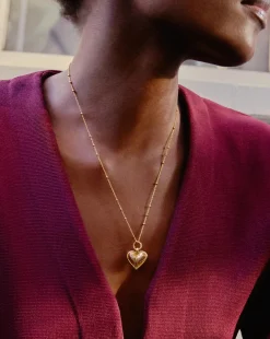 Ridge Heart Charm Pendant Necklace