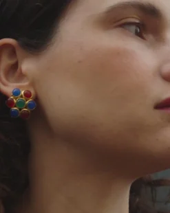 Rouje Josie Gemstone Oversized Stud Earrings