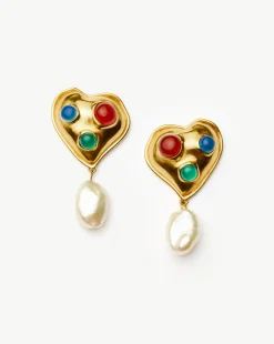 Rouje Marisa Heart Pearl Stud Earrings