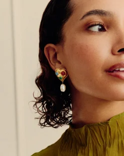 Rouje Marisa Heart Pearl Stud Earrings