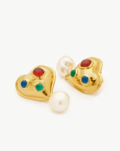 Rouje Marisa Heart Pearl Stud Earrings