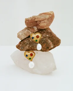 Rouje Marisa Heart Pearl Stud Earrings