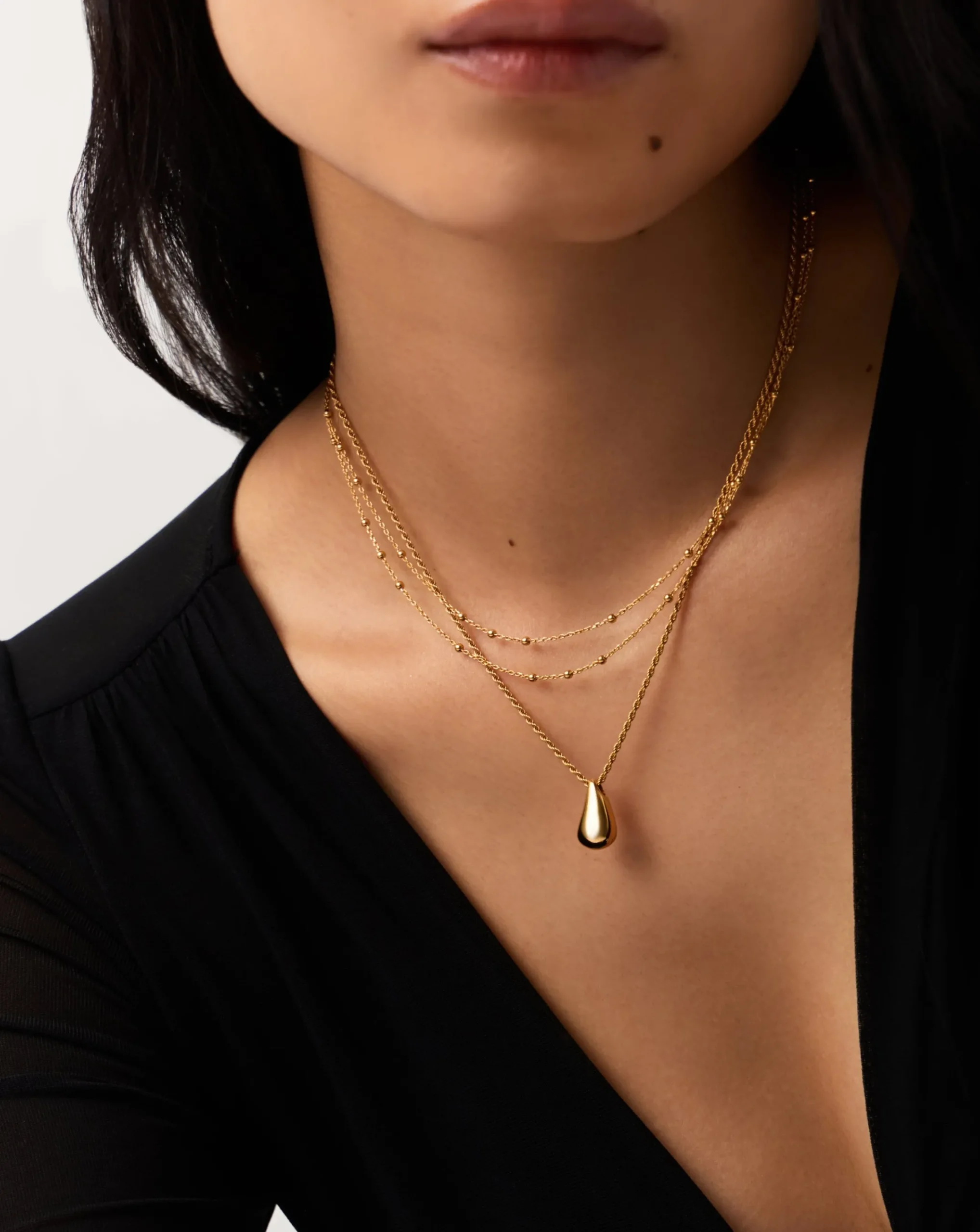 Savi Droplet Pendant & Double Necklace Set