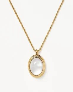 Savi Ridge Oval Gemstone Pendant Necklace