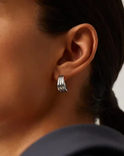 Savi Triple Ridge Hoop Earrings