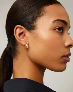 Savi Triple Ridge Hoop Earrings