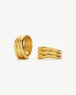 Savi Triple Ridge Medium Hoop Earrings