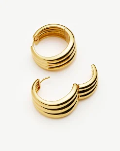Savi Triple Ridge Medium Hoop Earrings