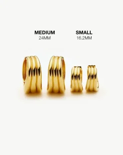 Savi Triple Ridge Medium Hoop Earrings