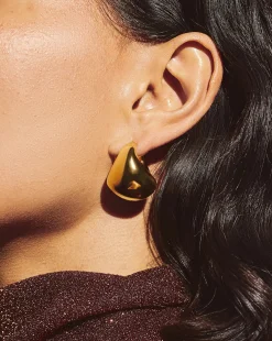 Sculptural Chubby Dome Medium Hoop Earrings