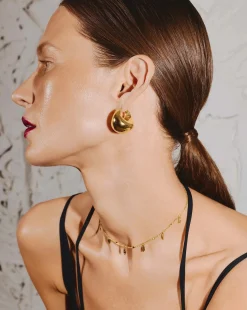 Sculptural Chubby Dome Medium Hoop Earrings