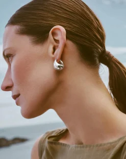 Sculptural Chubby Dome Medium Hoop Earrings