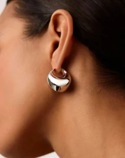 Sculptural Chubby Dome Medium Hoop Earrings