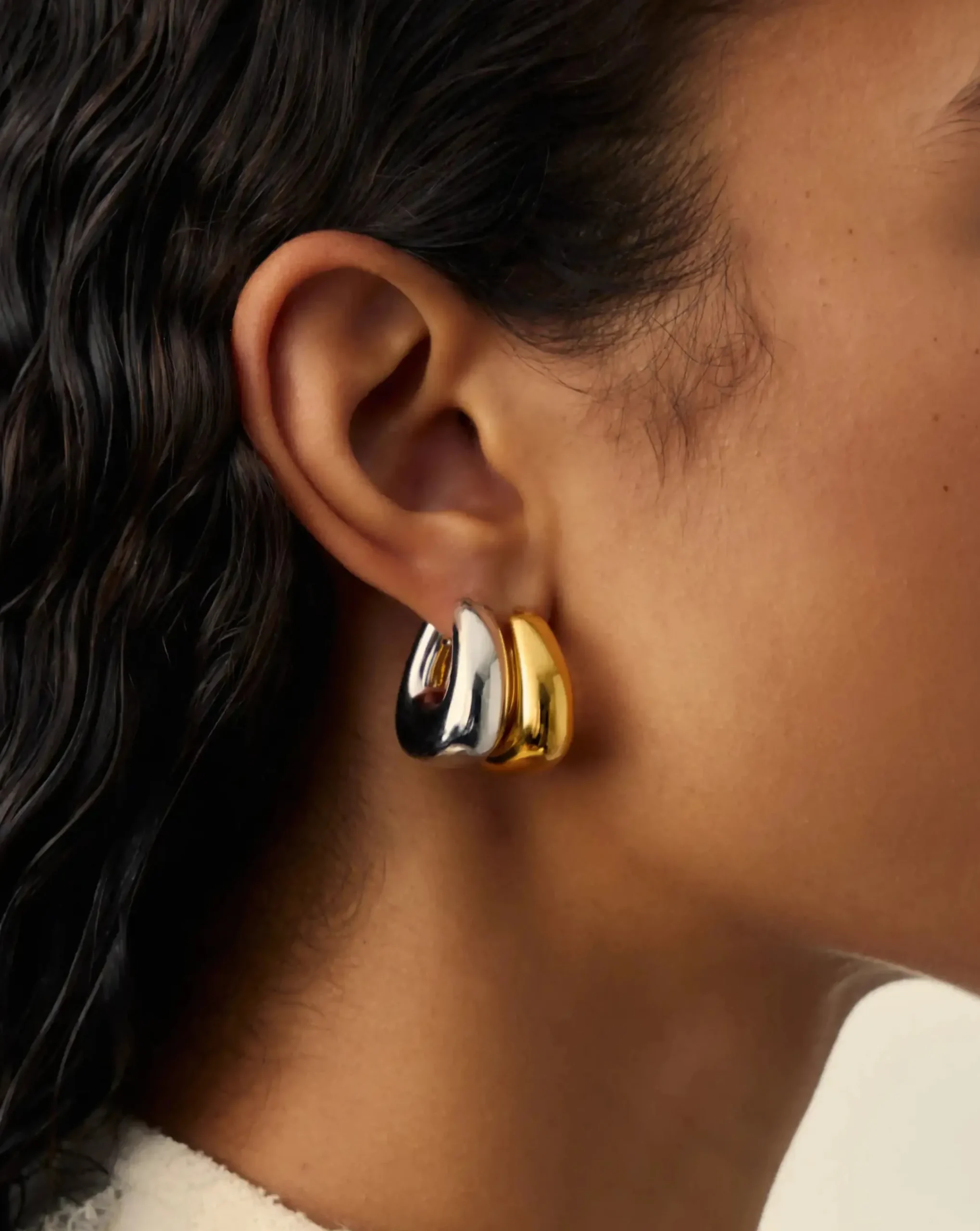 Sculptural Chubby Small Hoop Earrings