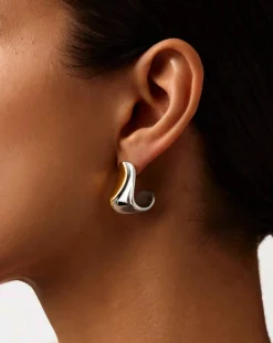 Sculptural Molten Medium Hoop Earrings