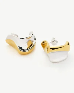 Sculptural Molten Medium Hoop Earrings