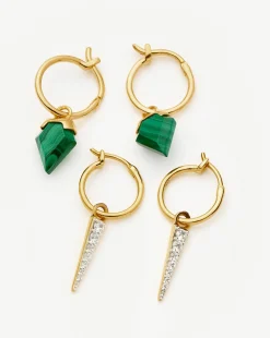 Shield & Spike Charm Hoop Earring Set
