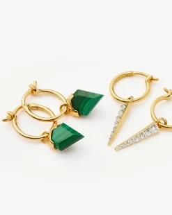 Shield & Spike Charm Hoop Earring Set