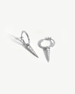 Small Pave Spike Charm Hoop Earrings