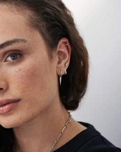 Small Pave Spike Charm Hoop Earrings