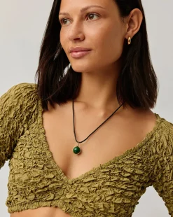 Sphere Gemstone Cord Pendant Necklace
