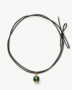 Sphere Gemstone Cord Pendant Necklace